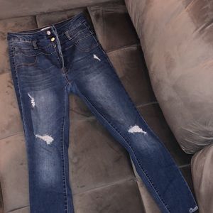 Blue High Waisted Skinny Jeans